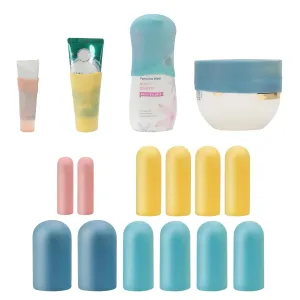12 Pack Multi Sizes Silicone Bottle Covers, Travel Accessories Must Haves, Cruise Ship Essentials, Travel Size Toiletries,Travel Essentials for Women Men,Travel Gadgets, Elastic Sleeves for Leak Proof