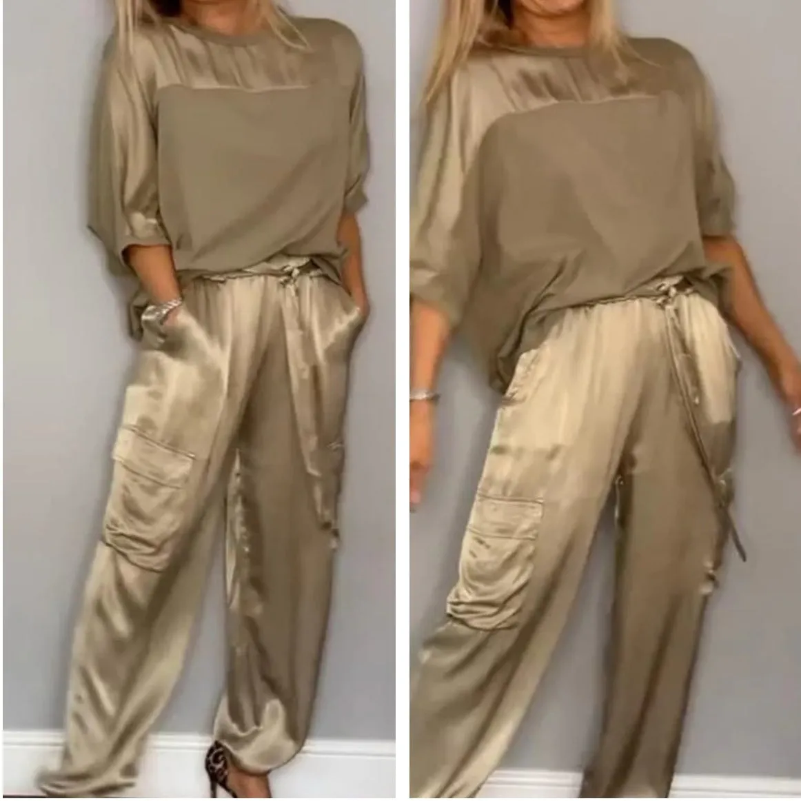 2-Piece Set:🔥Women's Round-Neck Top & Pants