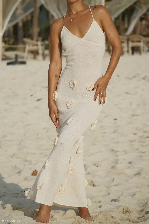 3D Flower Sling Maxi Dress