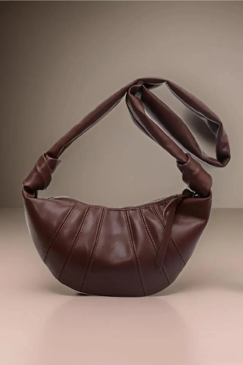'Aitana' Vegan Leather Croissant Crossbody Bag