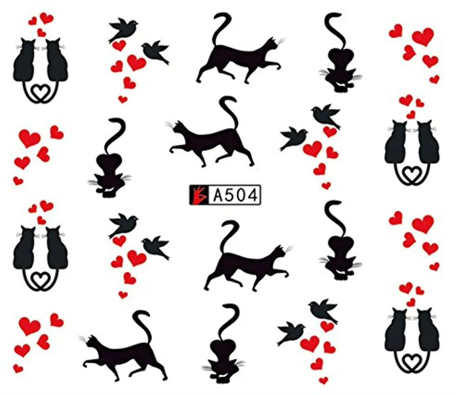 AKOAK 12 Sheets Cute Cat Pattern Watermark Designs Nail Art Stickers Water Transfer Decals Beauty Nails for Nail Art Design