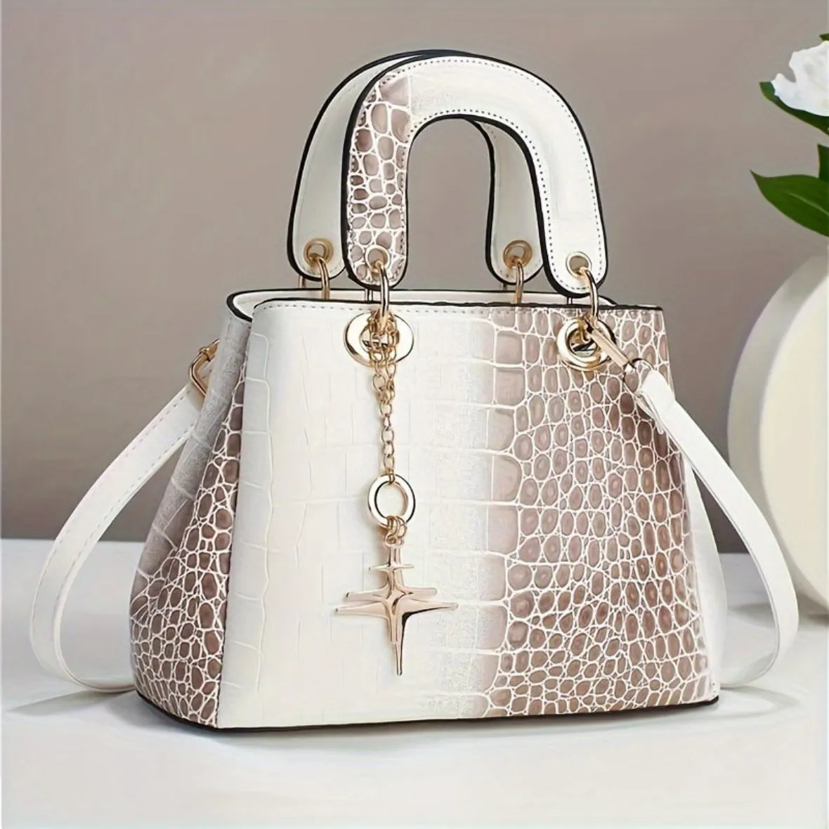 Alessia – Crocodile-Texture Shoulder Bag for Women