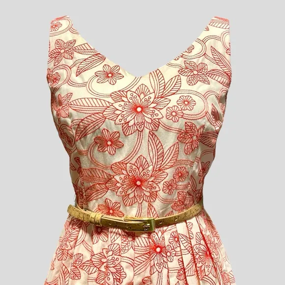 Antonio Melani Embroidered Floral Belted Dress - Size 2