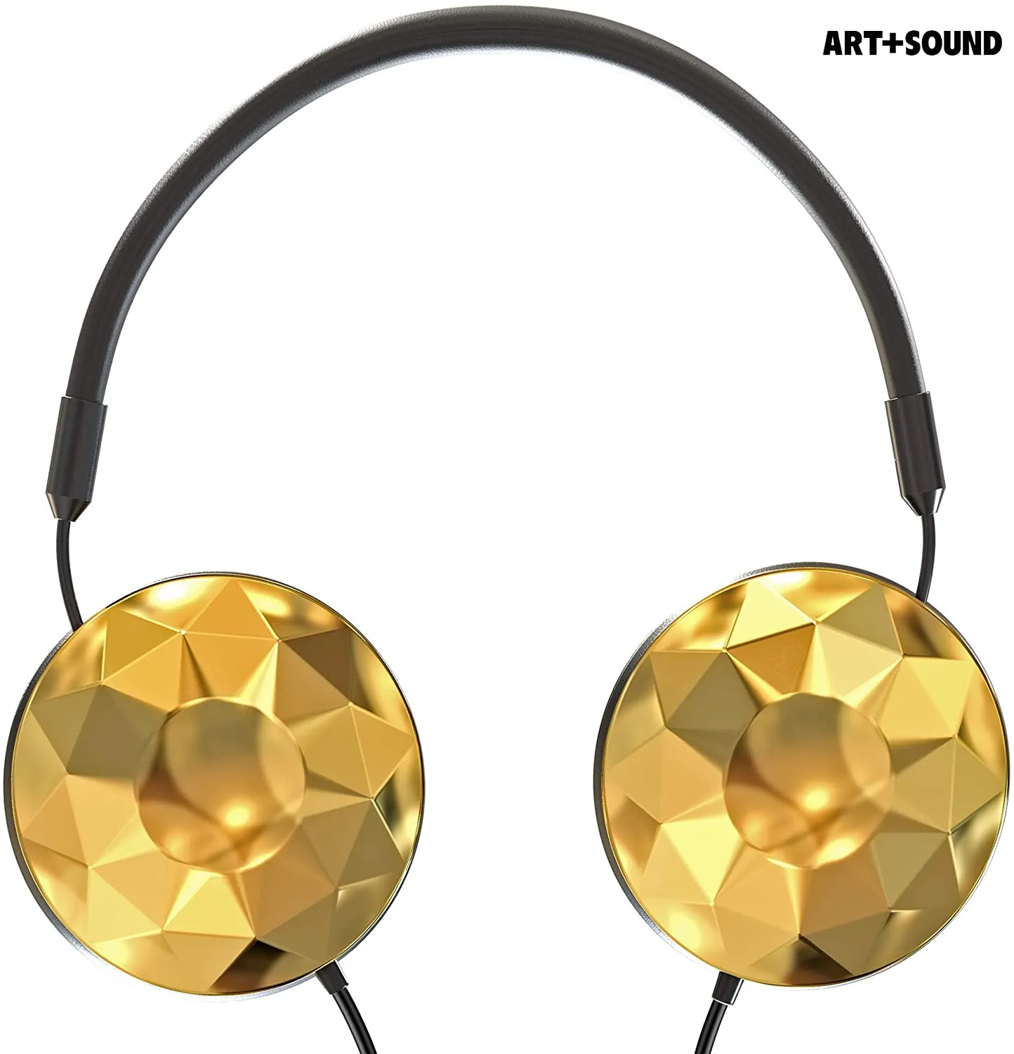 Art & Sound Faceted On-Ear Wired Headphones | Over The Ear Wired Stereo Headphones with Adjustable Headband, Soft Ear Cushioned Pads, Foldable Design – 3.5mm Jack (Gold)
