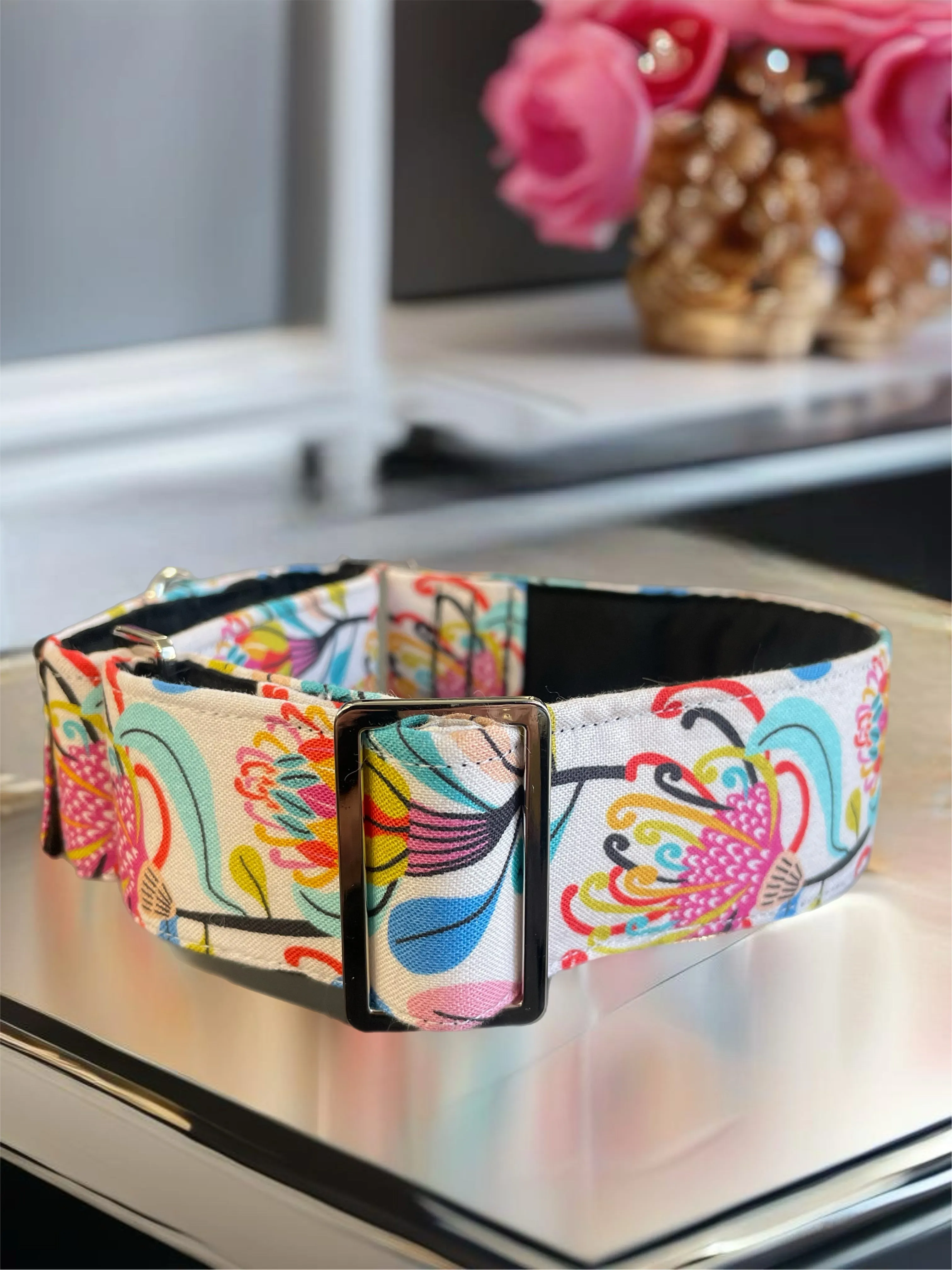 Australiana floral collar greyhound martingale super soft cotton fabric