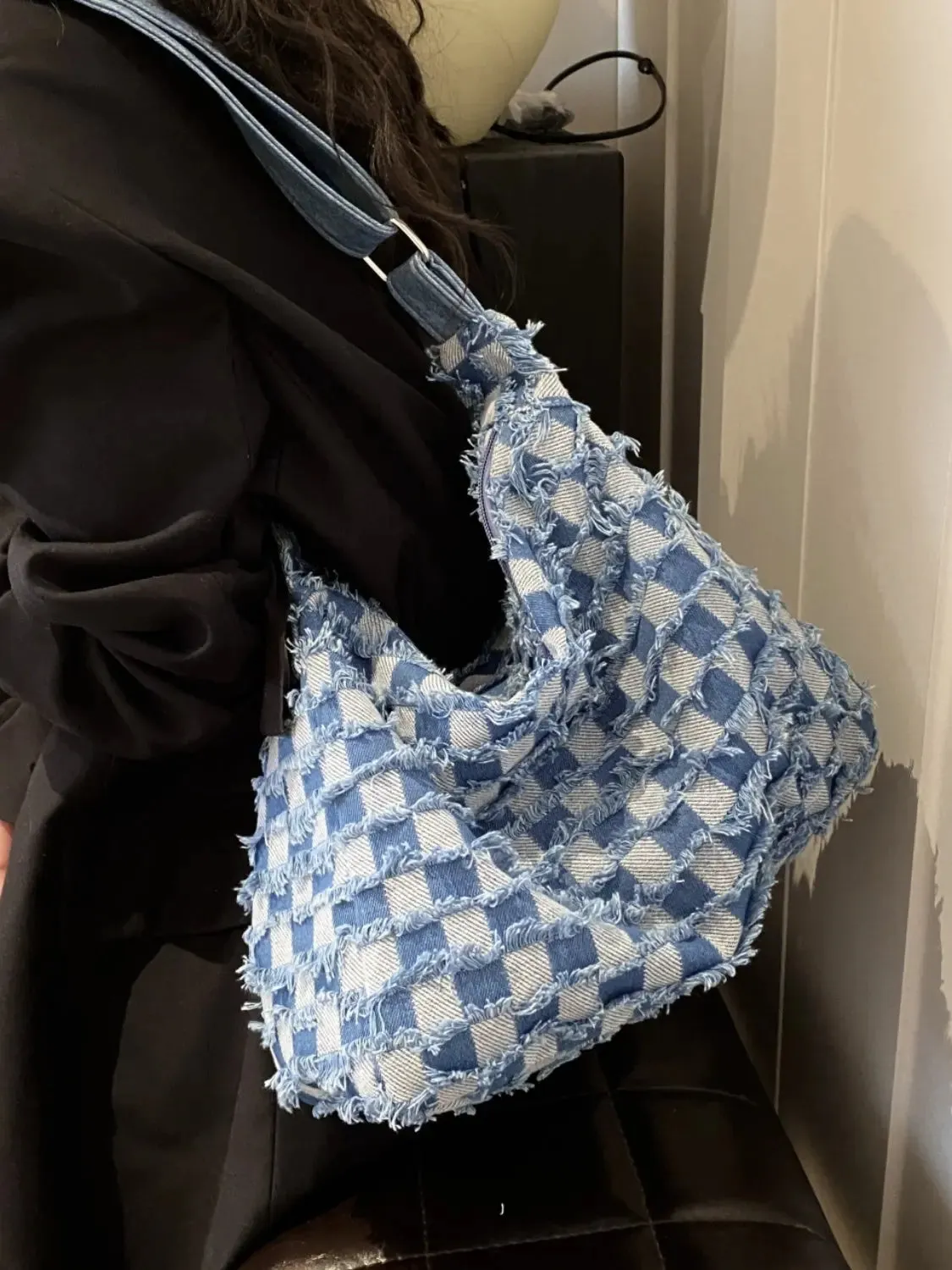 'Ayla' Denim Shoulder Bag
