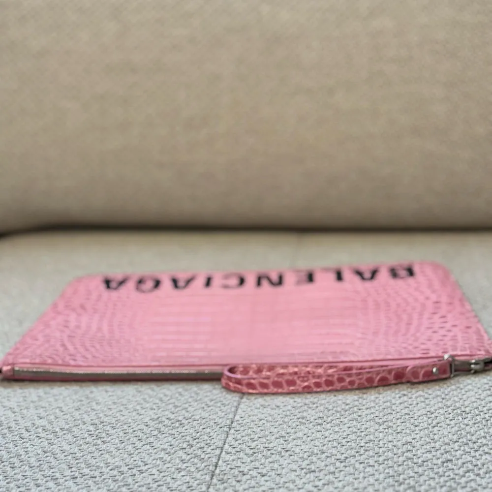 Balenciaga Pink Ville Logo Pouch