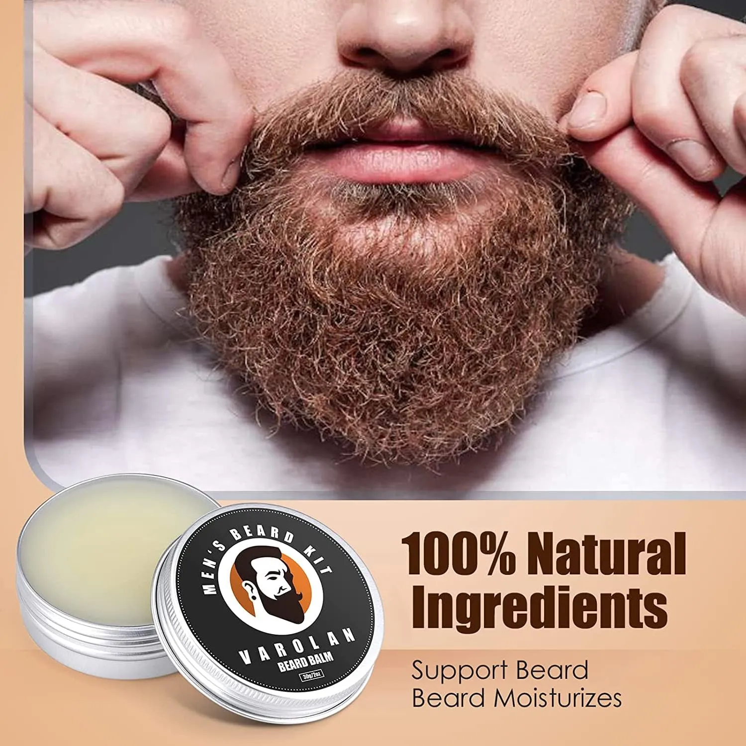 Beard Growth and Grooming Kit - Growth Oil (2Oz), Balm, Comb, E-Book, Storage Bag, Mustache Mens Gift Set for Him