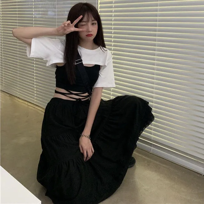Belted Camis With Cropped Slim Shirt