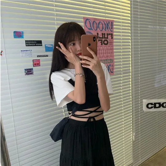 Belted Camis With Cropped Slim Shirt