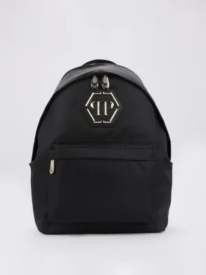 Black Monogram Appliquéd Backpack