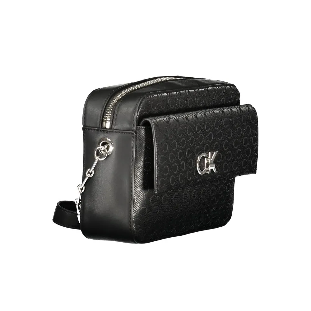 Black Polyester Women Handbag