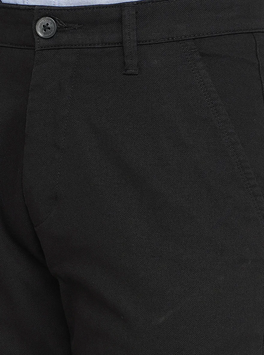 Black Solid Neo Fit Casual Trouser | Greenfibre
