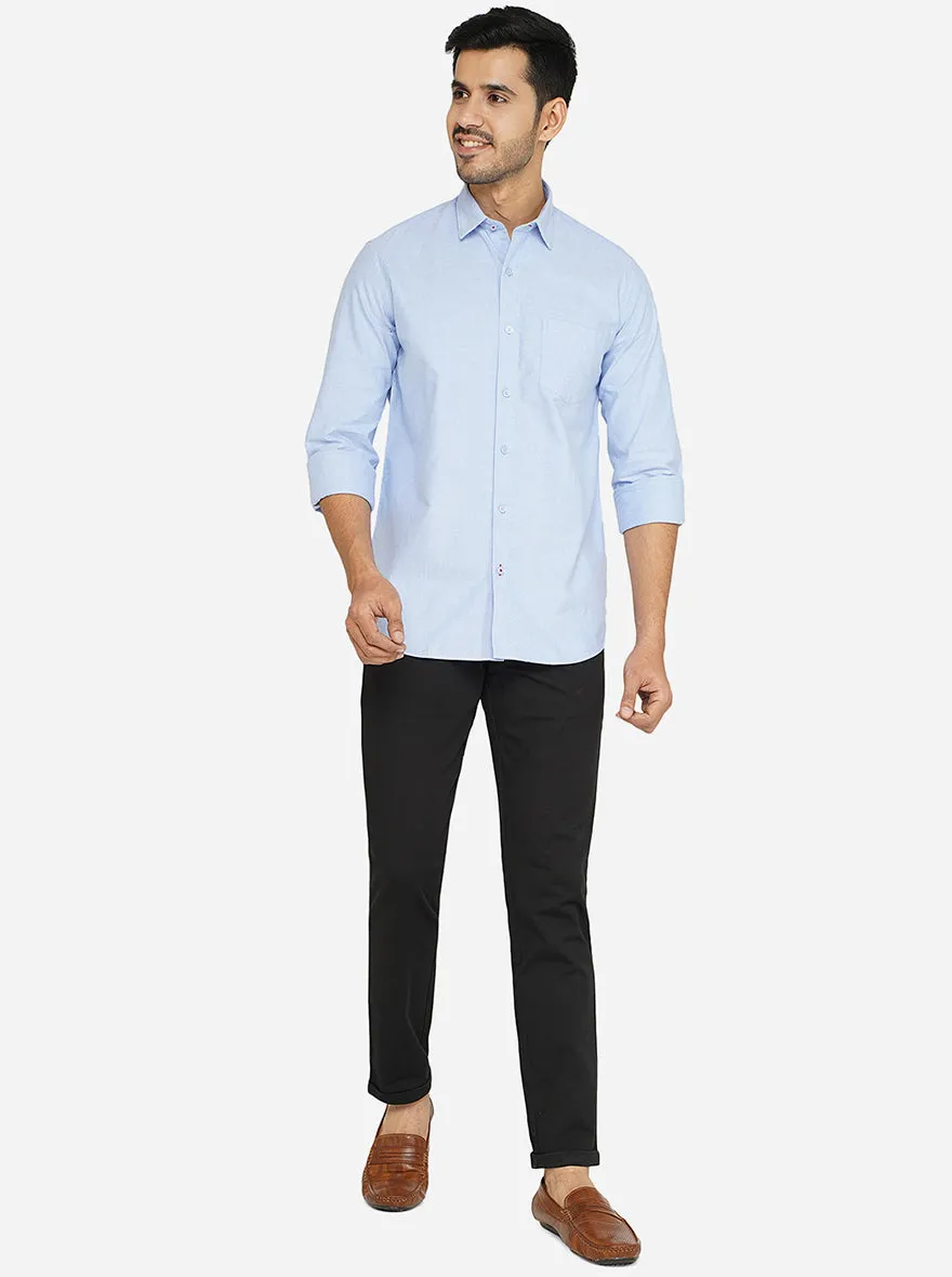 Black Solid Neo Fit Casual Trouser | Greenfibre