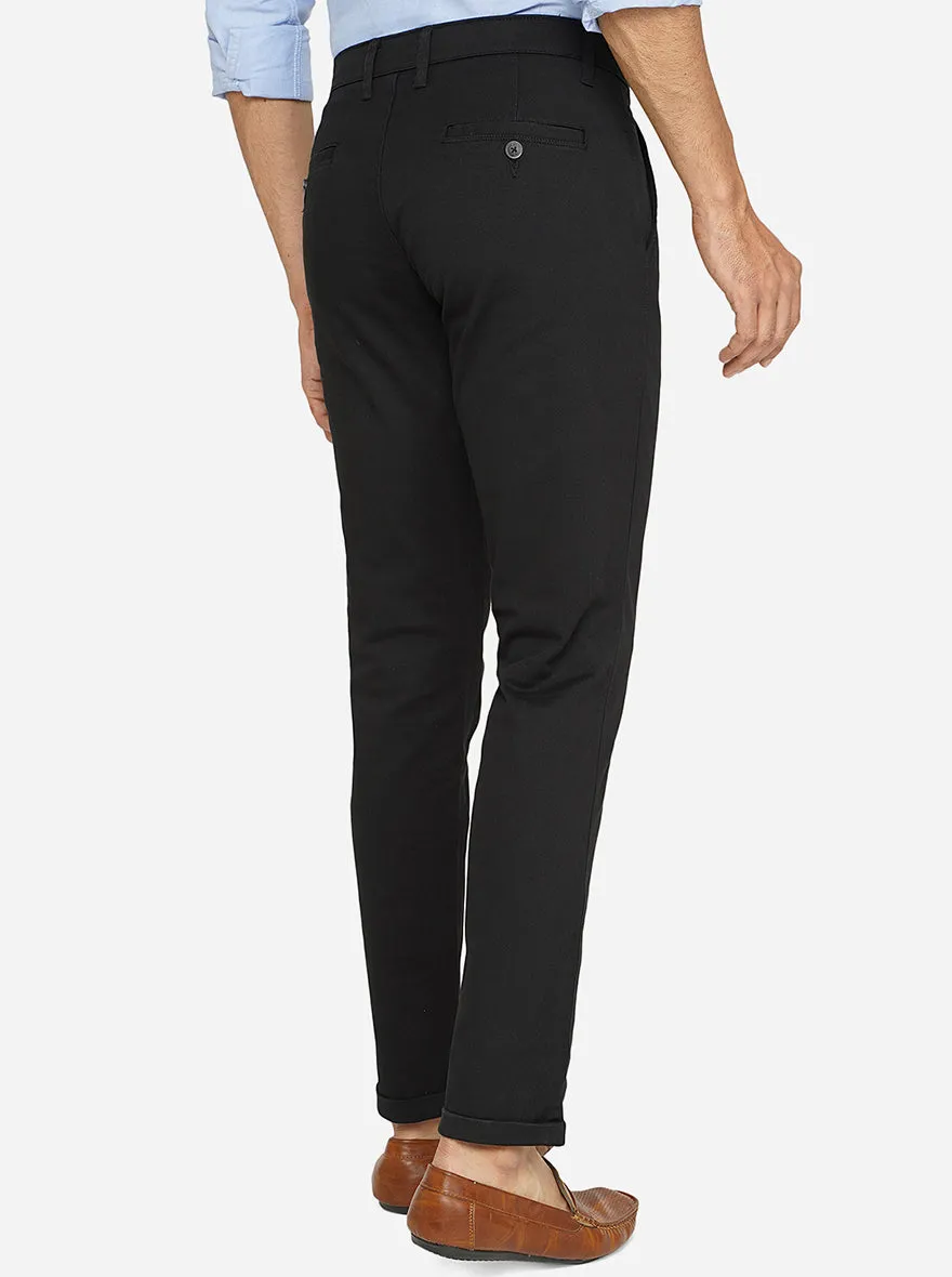 Black Solid Neo Fit Casual Trouser | Greenfibre