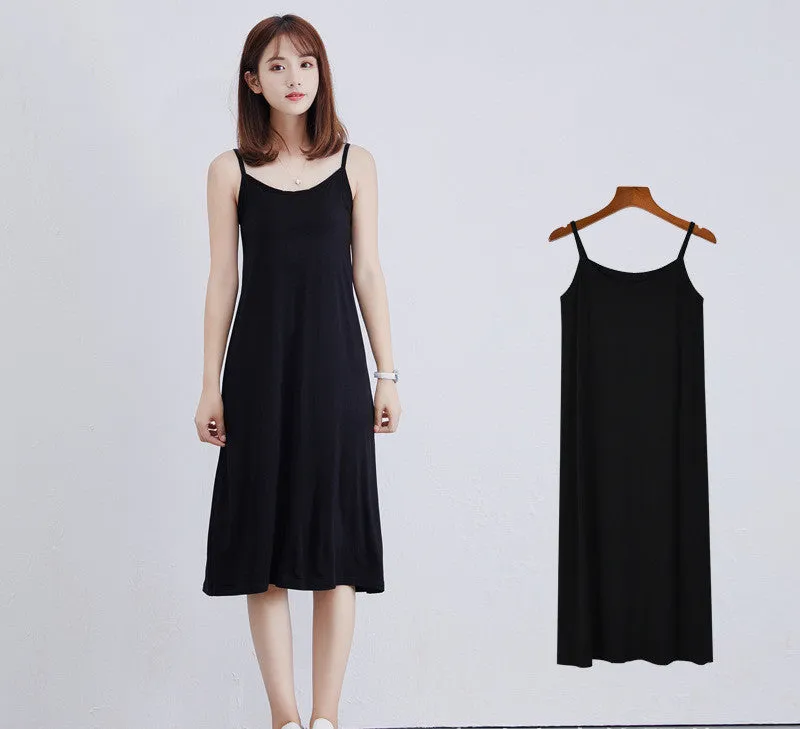 Bottom Suspender Skirt, Women's Inner Petticoat, Mid-length Loose Sleeveless Vest Skirt,