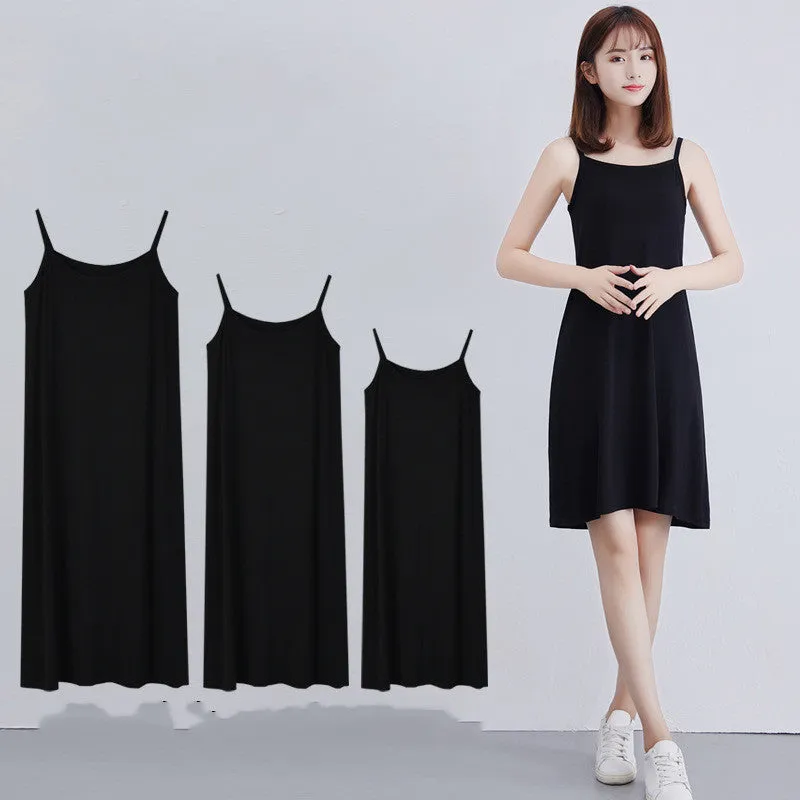 Bottom Suspender Skirt, Women's Inner Petticoat, Mid-length Loose Sleeveless Vest Skirt,