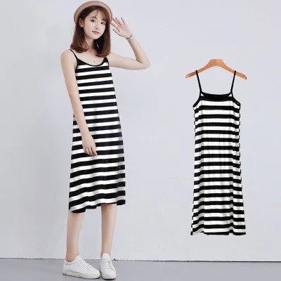 Bottom Suspender Skirt, Women's Inner Petticoat, Mid-length Loose Sleeveless Vest Skirt,