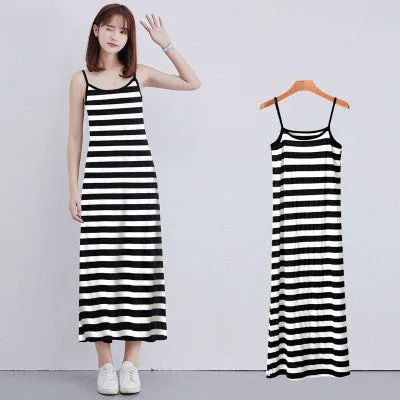 Bottom Suspender Skirt, Women's Inner Petticoat, Mid-length Loose Sleeveless Vest Skirt,