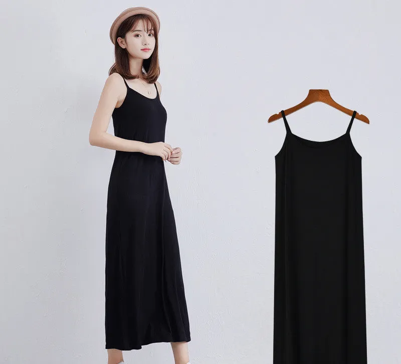 Bottom Suspender Skirt, Women's Inner Petticoat, Mid-length Loose Sleeveless Vest Skirt,