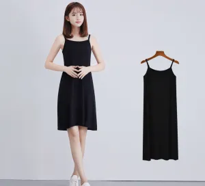 Bottom Suspender Skirt, Women's Inner Petticoat, Mid-length Loose Sleeveless Vest Skirt,