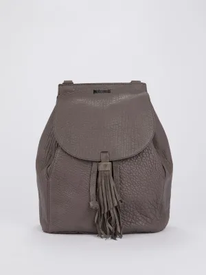 Brown Textured Leather Mini Backpack