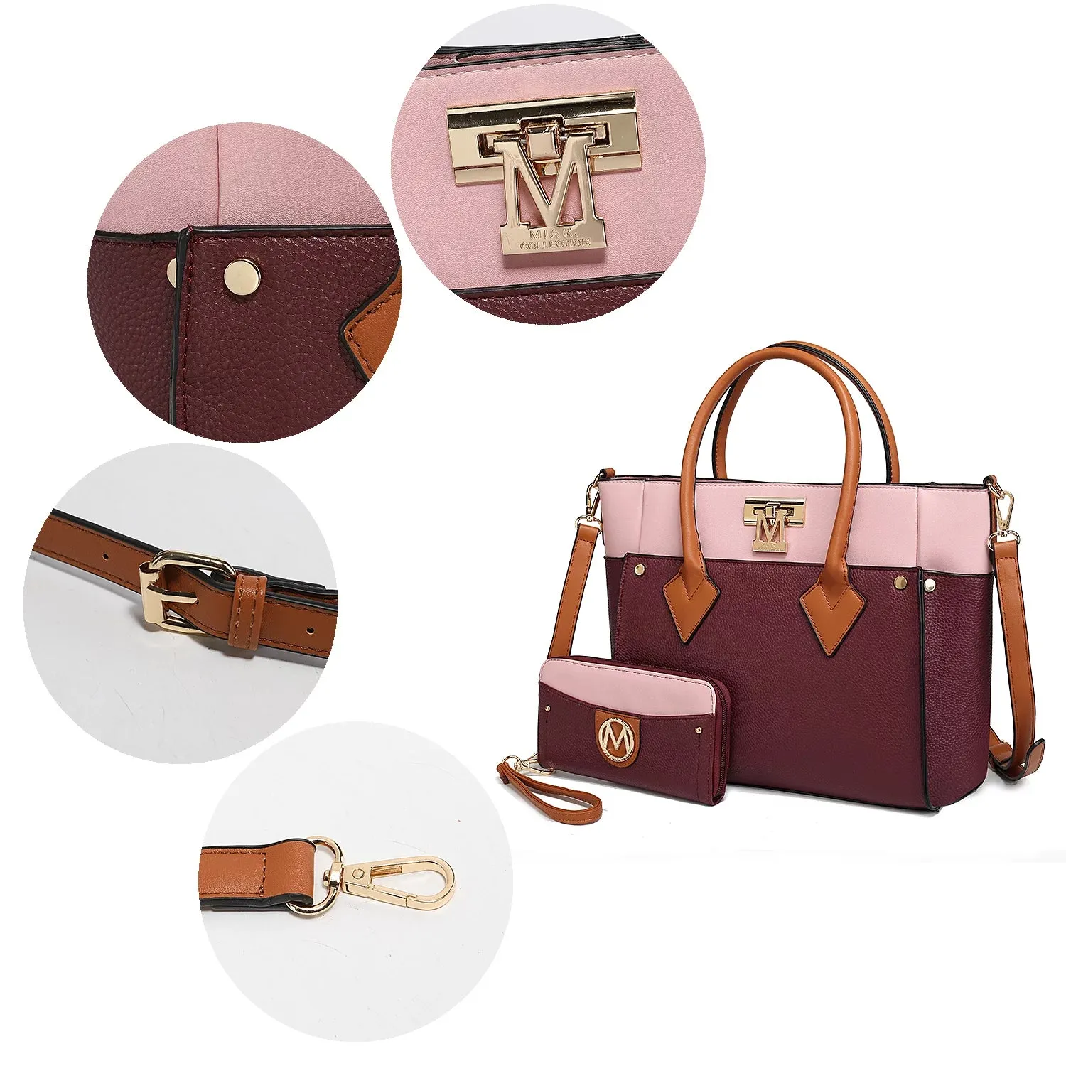 Brynlee Women'S Tote Bag & Wristlet Wallet, Crossbody Purse Handbag 2 Pcs by Mia K - Red