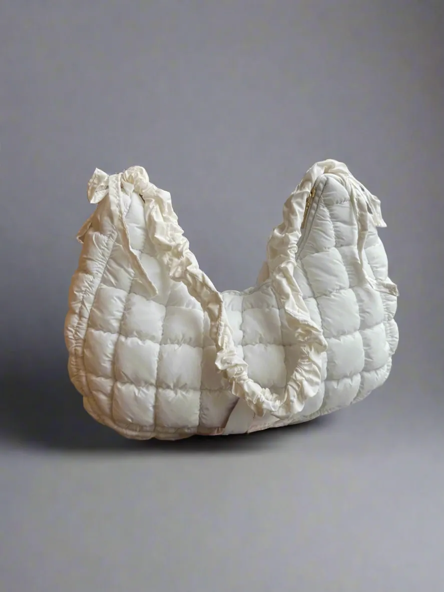 Bubble Texture Ruched Strap Quilted Shoulder Bag