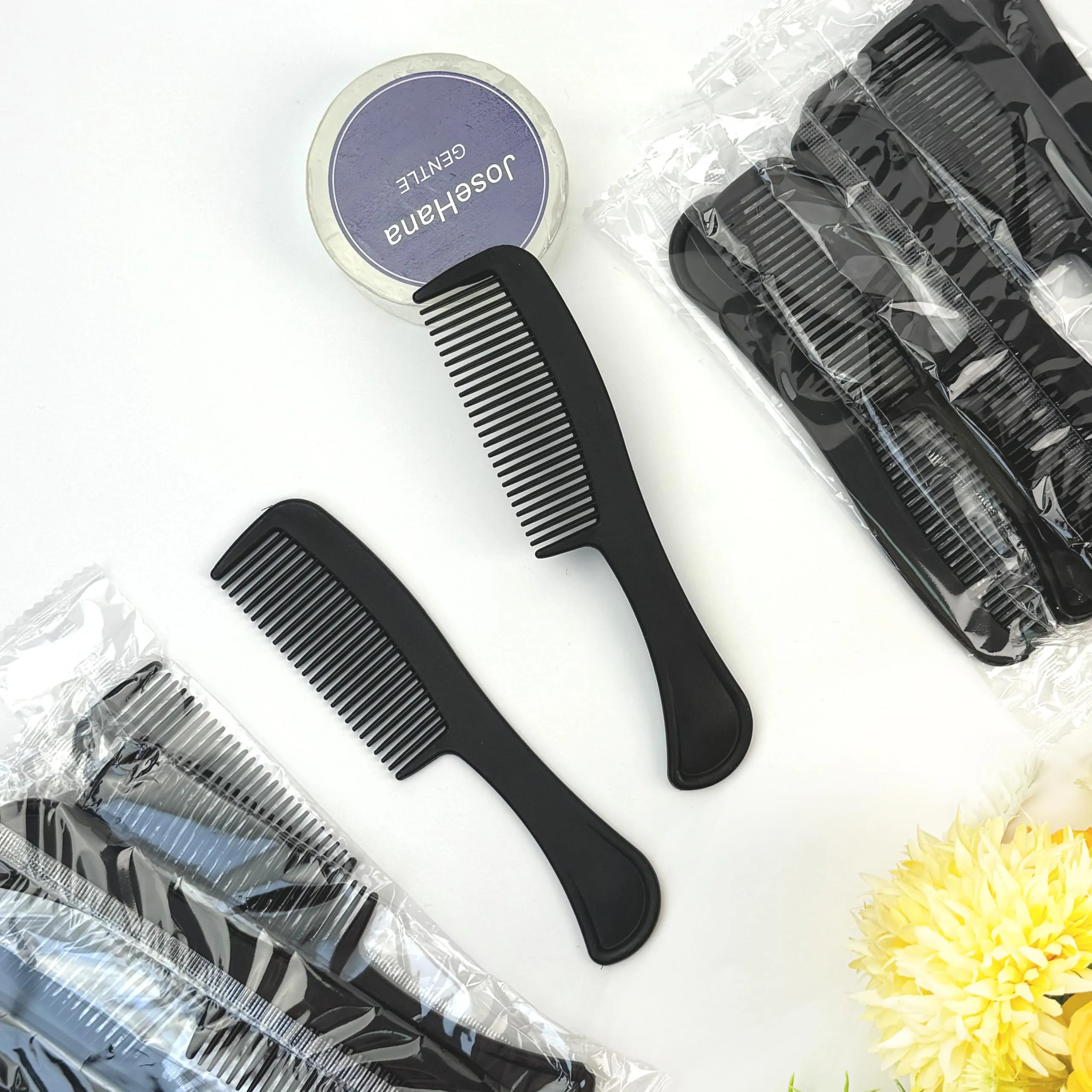 Bulk Hair Combs, Combs Individually Wrapped, Hair Combs in Bulk for Women, Kids, Hotel, Airbnb, Shelter, Homeless, Charity, and Church (Black) (5.9 inches, 100, Count)
