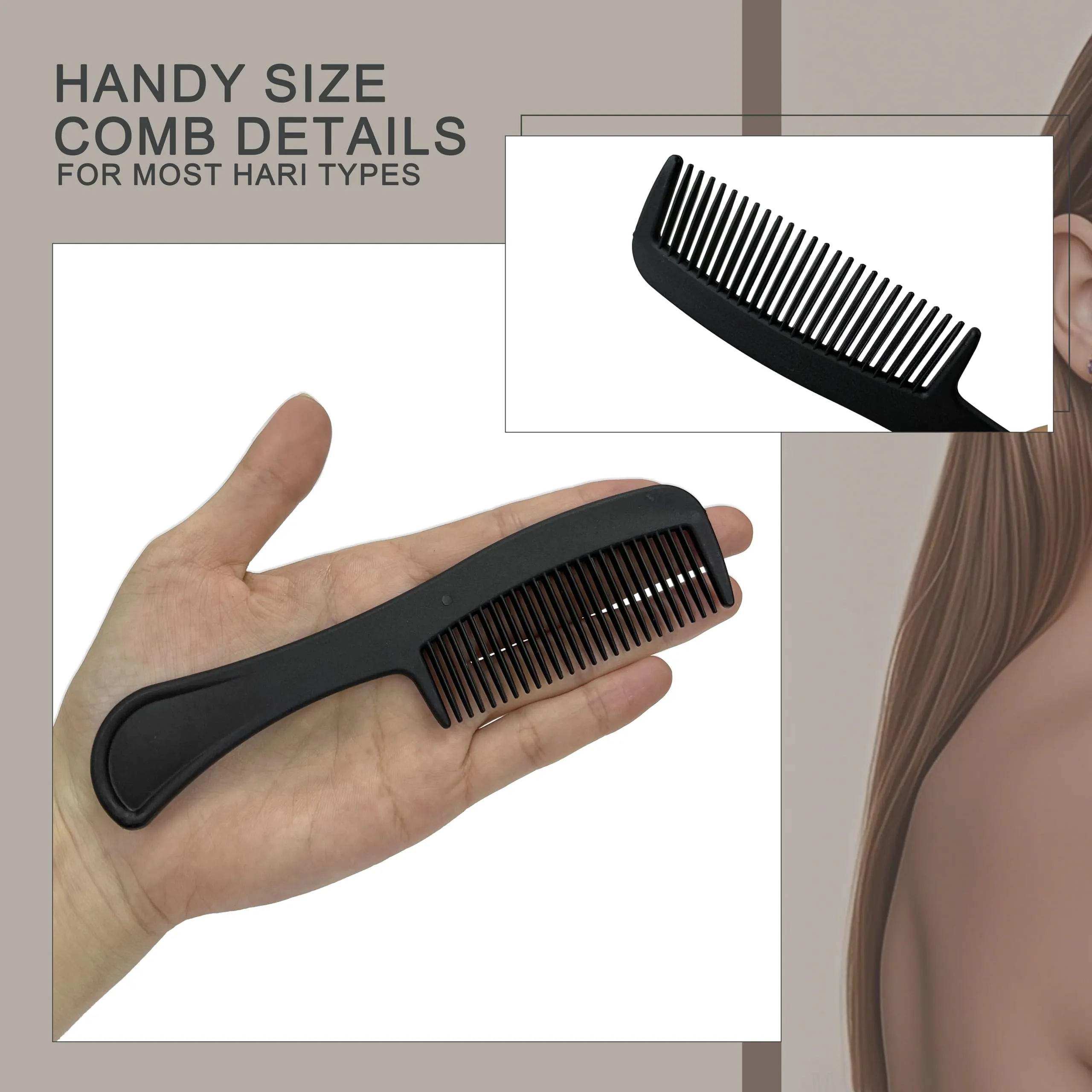 Bulk Hair Combs, Combs Individually Wrapped, Hair Combs in Bulk for Women, Kids, Hotel, Airbnb, Shelter, Homeless, Charity, and Church (Black) (5.9 inches, 100, Count)
