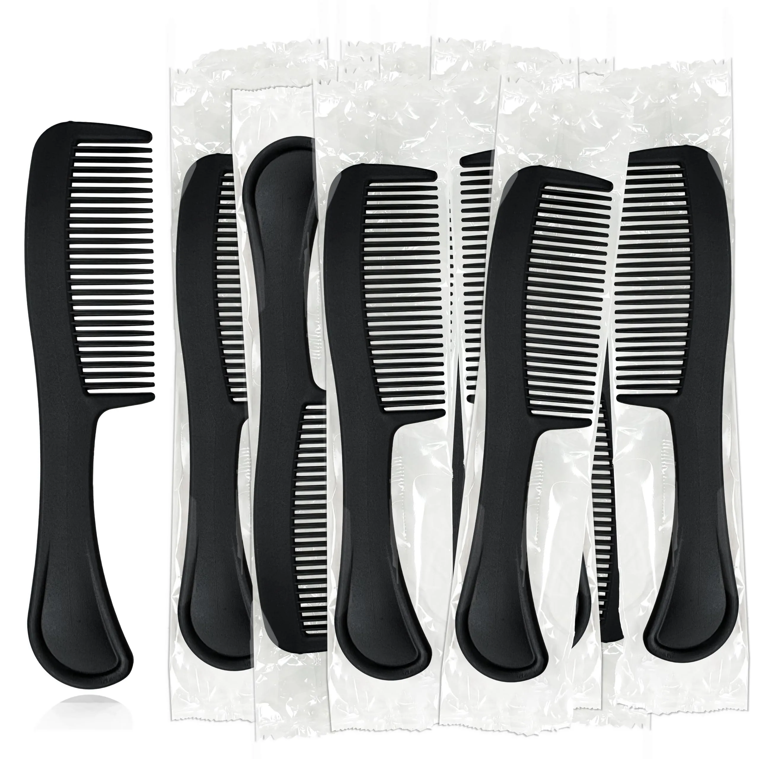 Bulk Hair Combs, Combs Individually Wrapped, Hair Combs in Bulk for Women, Kids, Hotel, Airbnb, Shelter, Homeless, Charity, and Church (Black) (5.9 inches, 100, Count)