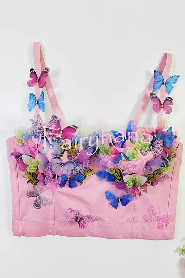 Butterfly Embellished Sexy Sling Backless Top