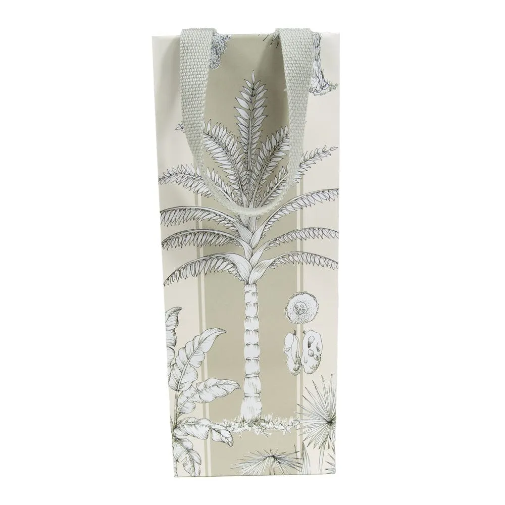 Caspari Southern Palms Ivory & Flax Wine & Bottle Gift Bags