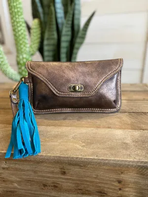 Catchfly Clutch Wristlet Brushed Metallic