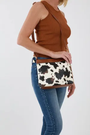 Chic Cow Print Bag Ensemble -Brown