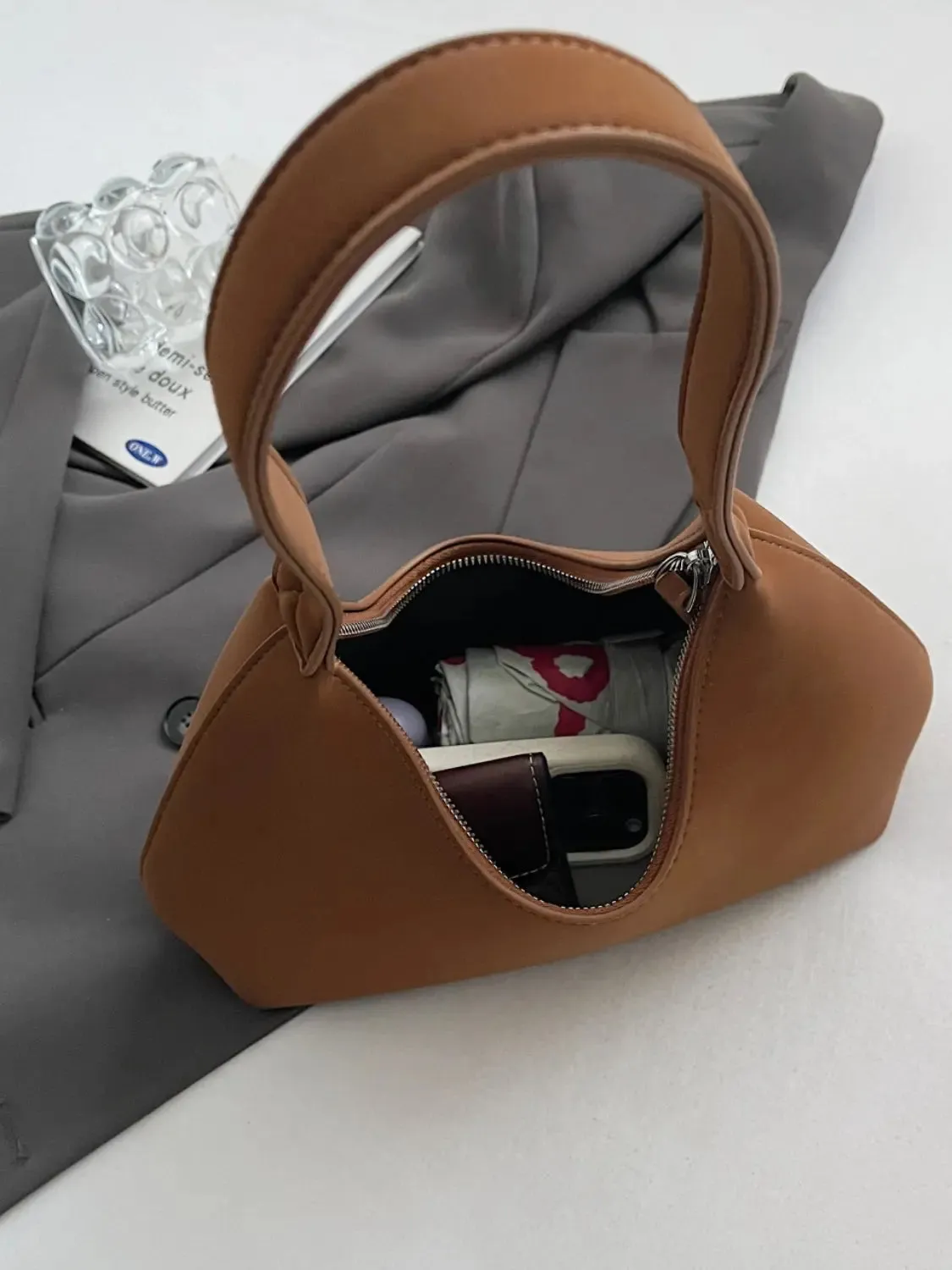 'Clara' Suede Hobo Style Shoulder Bag
