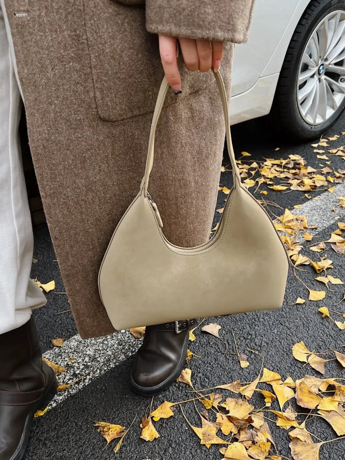 'Clara' Suede Hobo Style Shoulder Bag