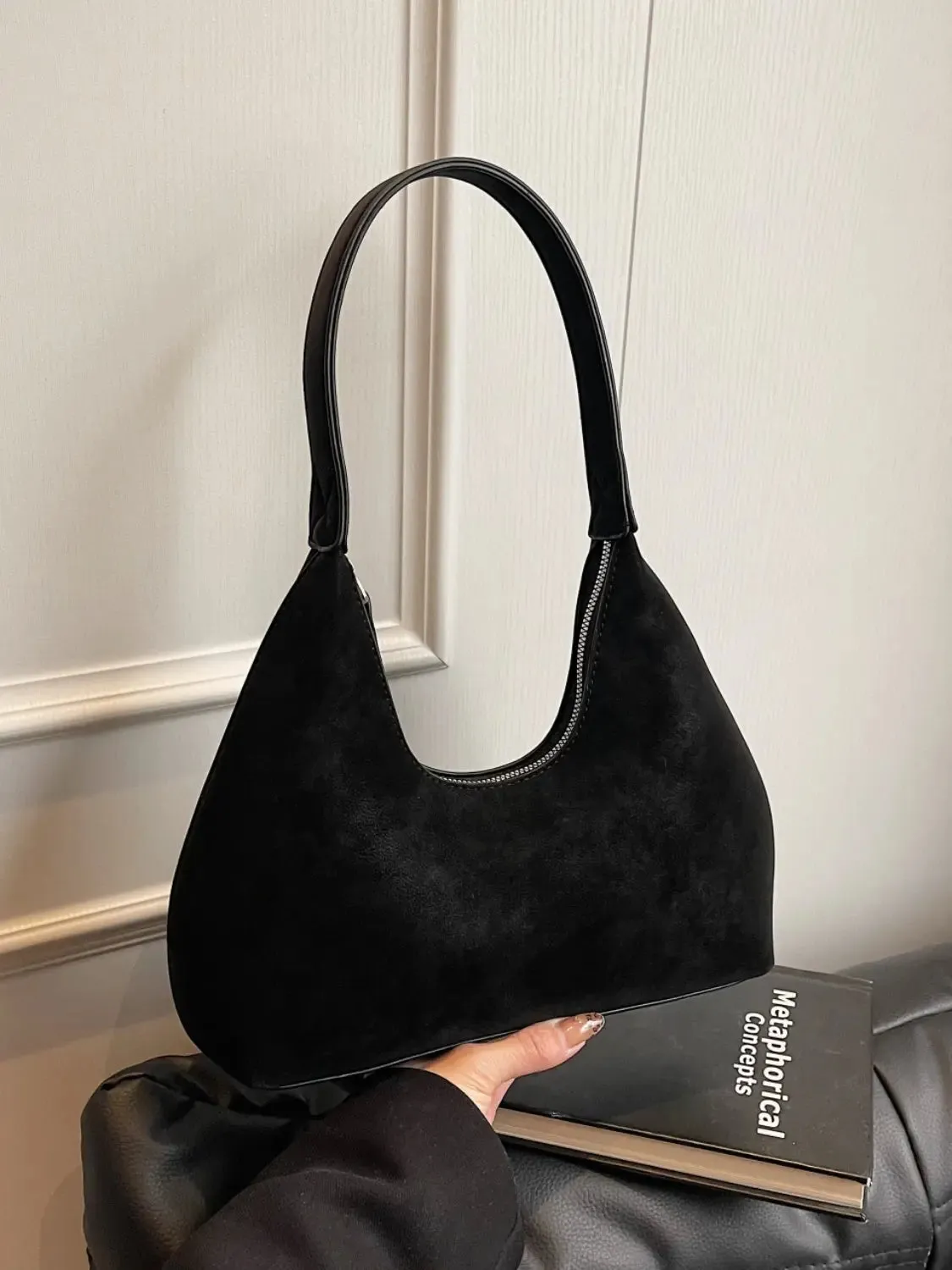 'Clara' Suede Hobo Style Shoulder Bag