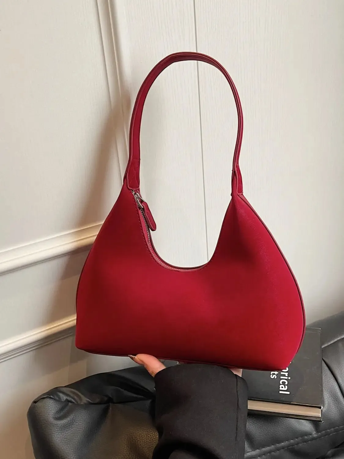 'Clara' Suede Hobo Style Shoulder Bag