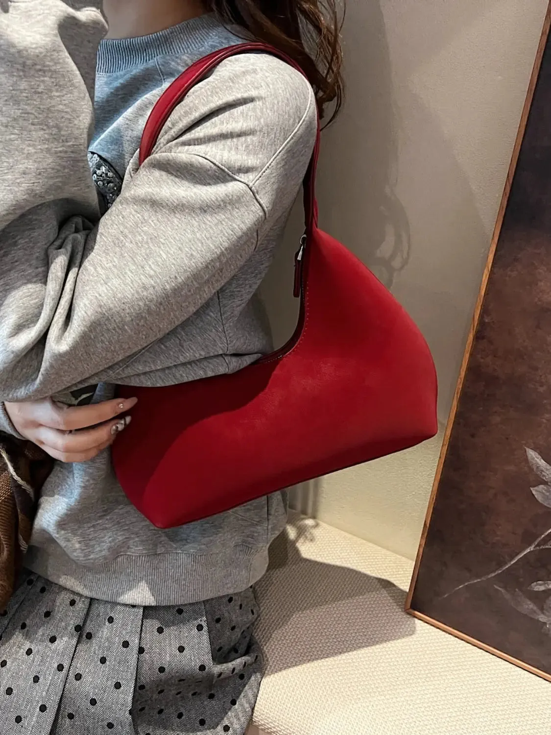 'Clara' Suede Hobo Style Shoulder Bag
