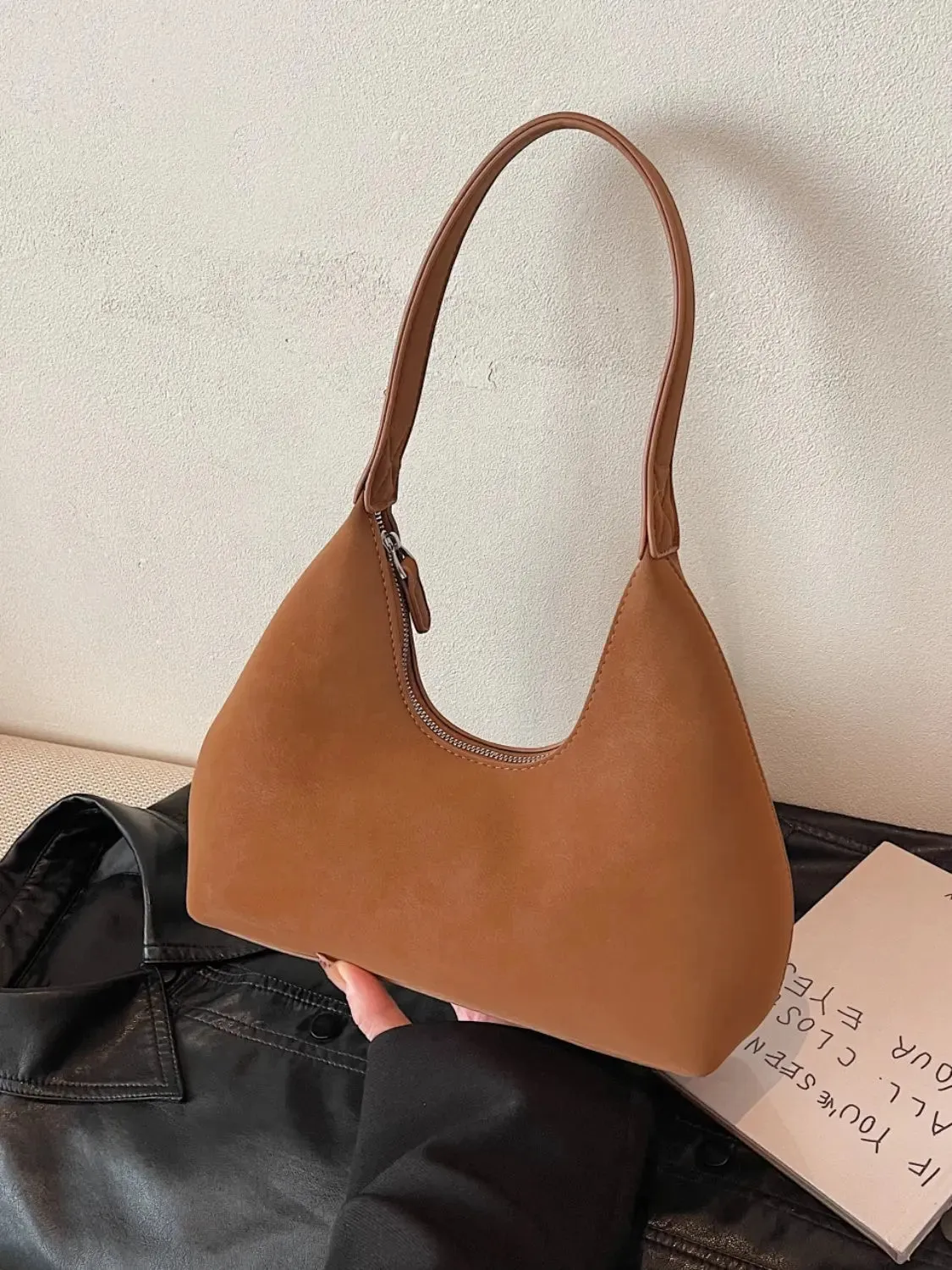 'Clara' Suede Hobo Style Shoulder Bag