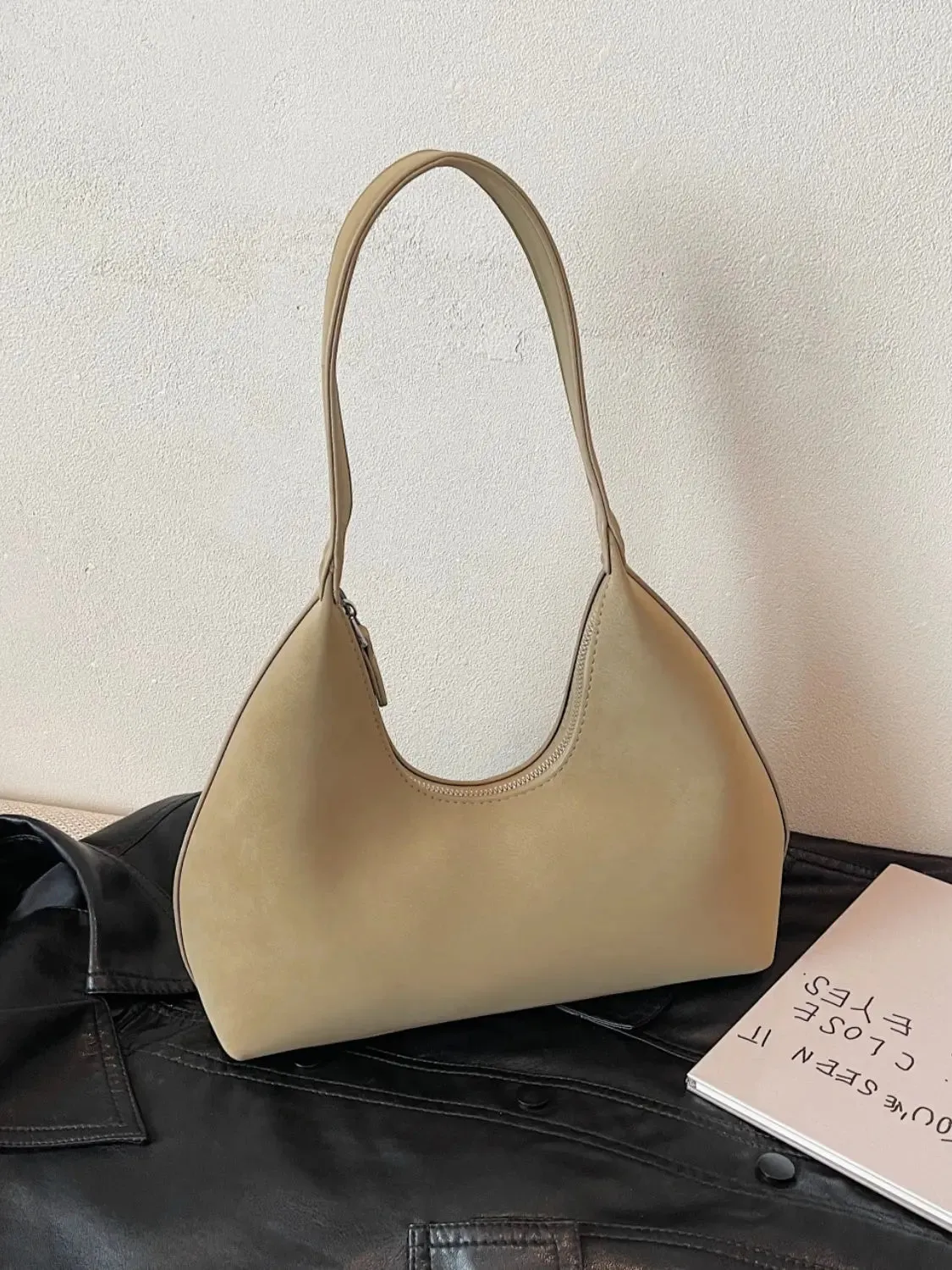 'Clara' Suede Hobo Style Shoulder Bag