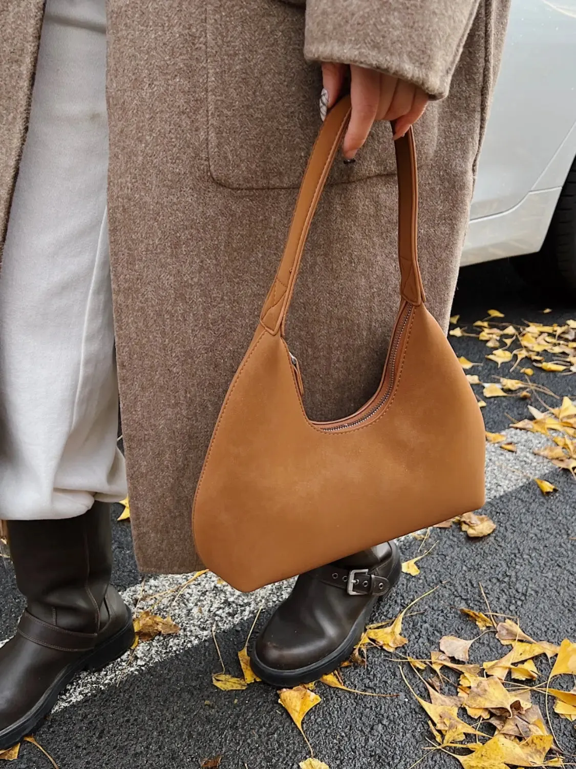 'Clara' Suede Hobo Style Shoulder Bag
