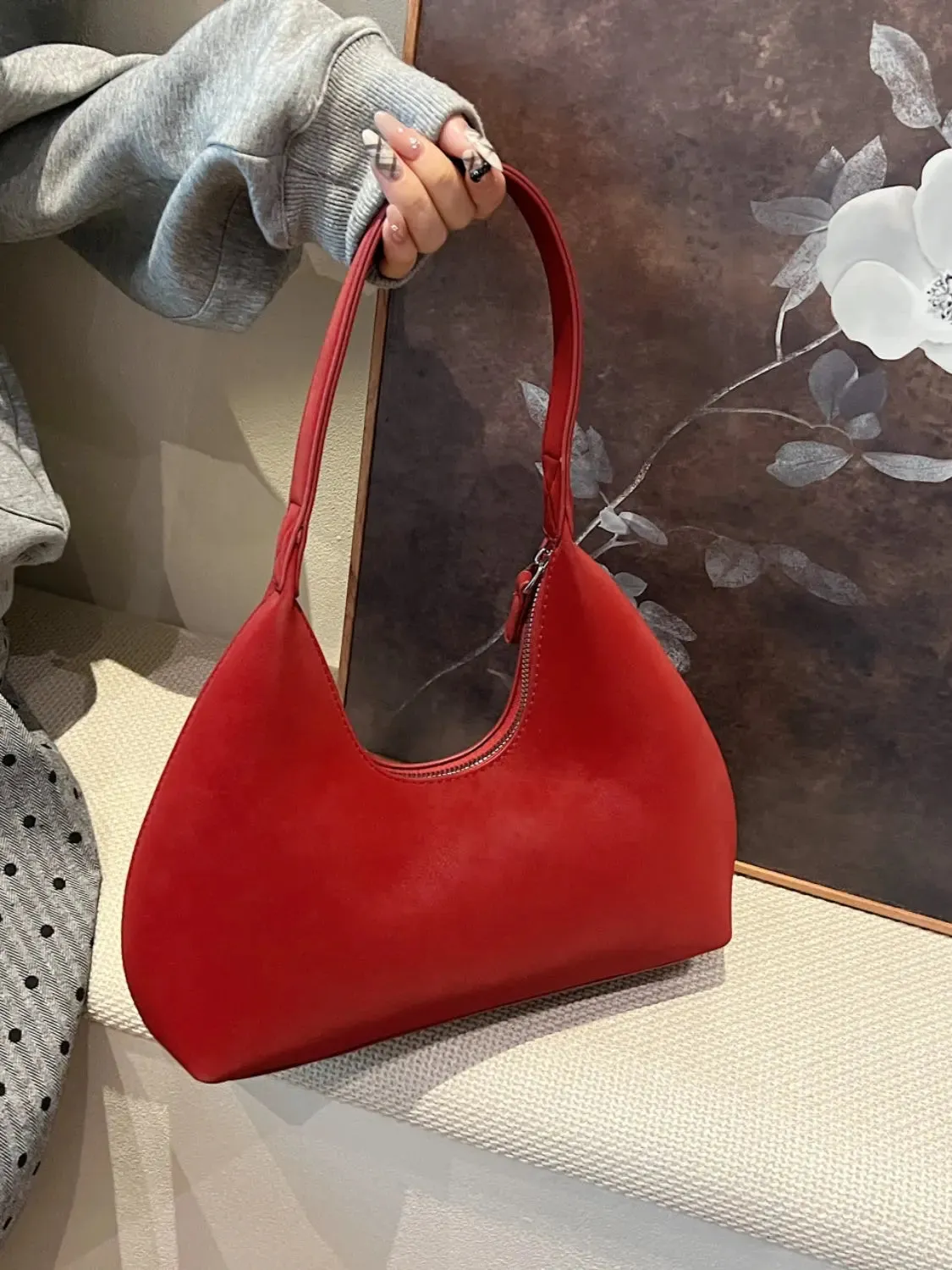 'Clara' Suede Hobo Style Shoulder Bag