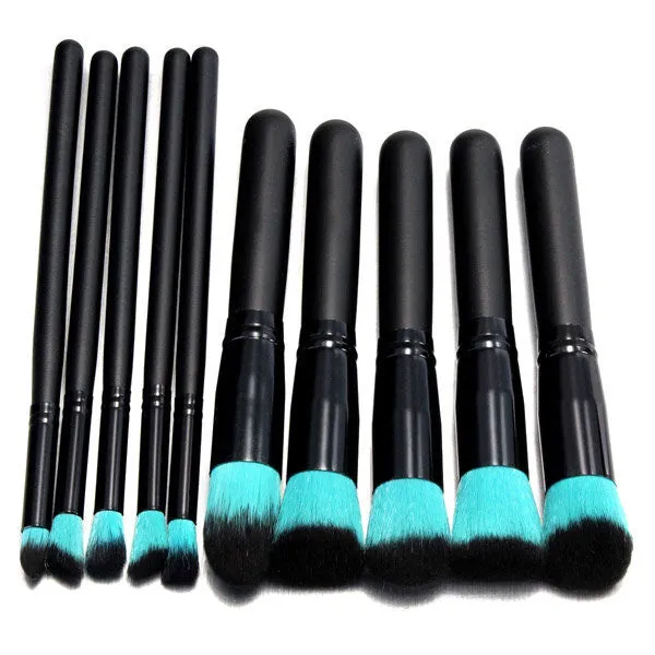 Cosmetic Foundation Set Kit 10Pcs Professional Eyeshadow Makeup Brushes Powder