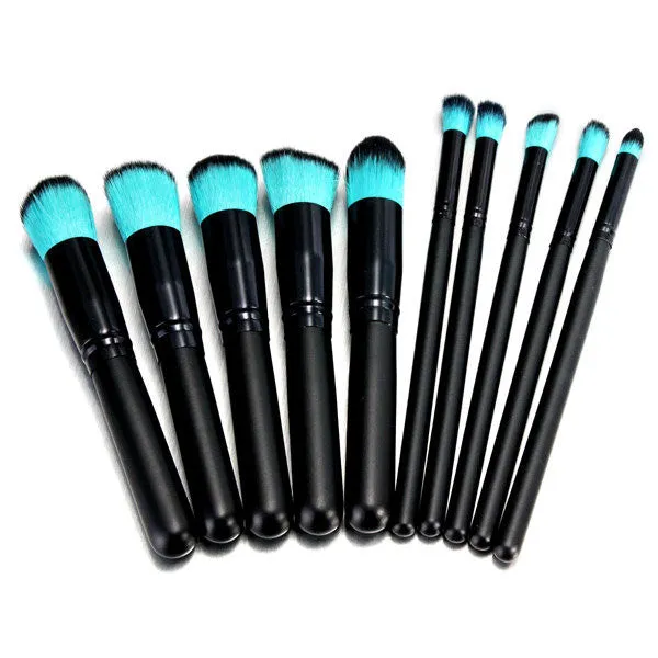 Cosmetic Foundation Set Kit 10Pcs Professional Eyeshadow Makeup Brushes Powder