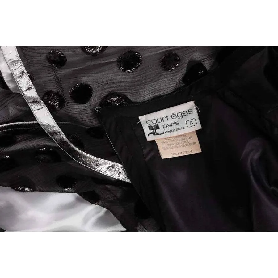 COURREGES Black Metallic Polka Dot Dress | Size S/M