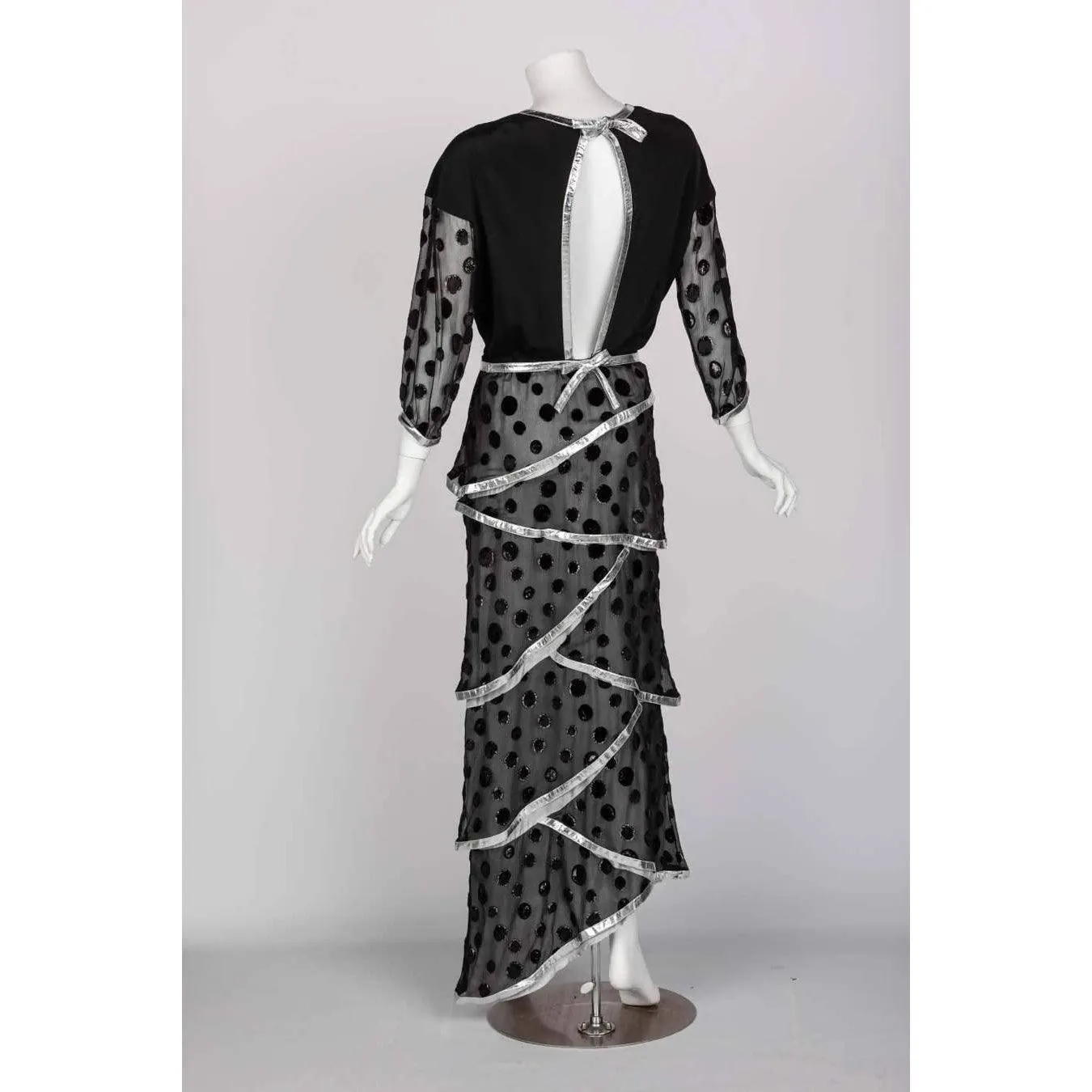 COURREGES Black Metallic Polka Dot Dress | Size S/M