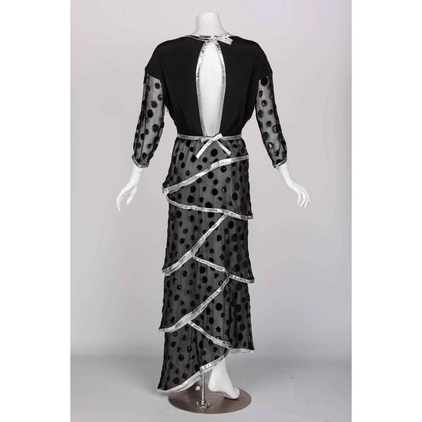 COURREGES Black Metallic Polka Dot Dress | Size S/M