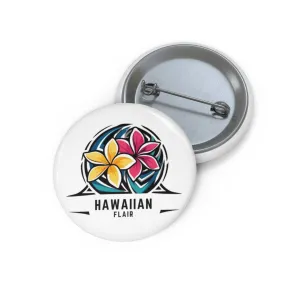Custom Hawaiian Flair Pin Buttons - Tropical Flower Design